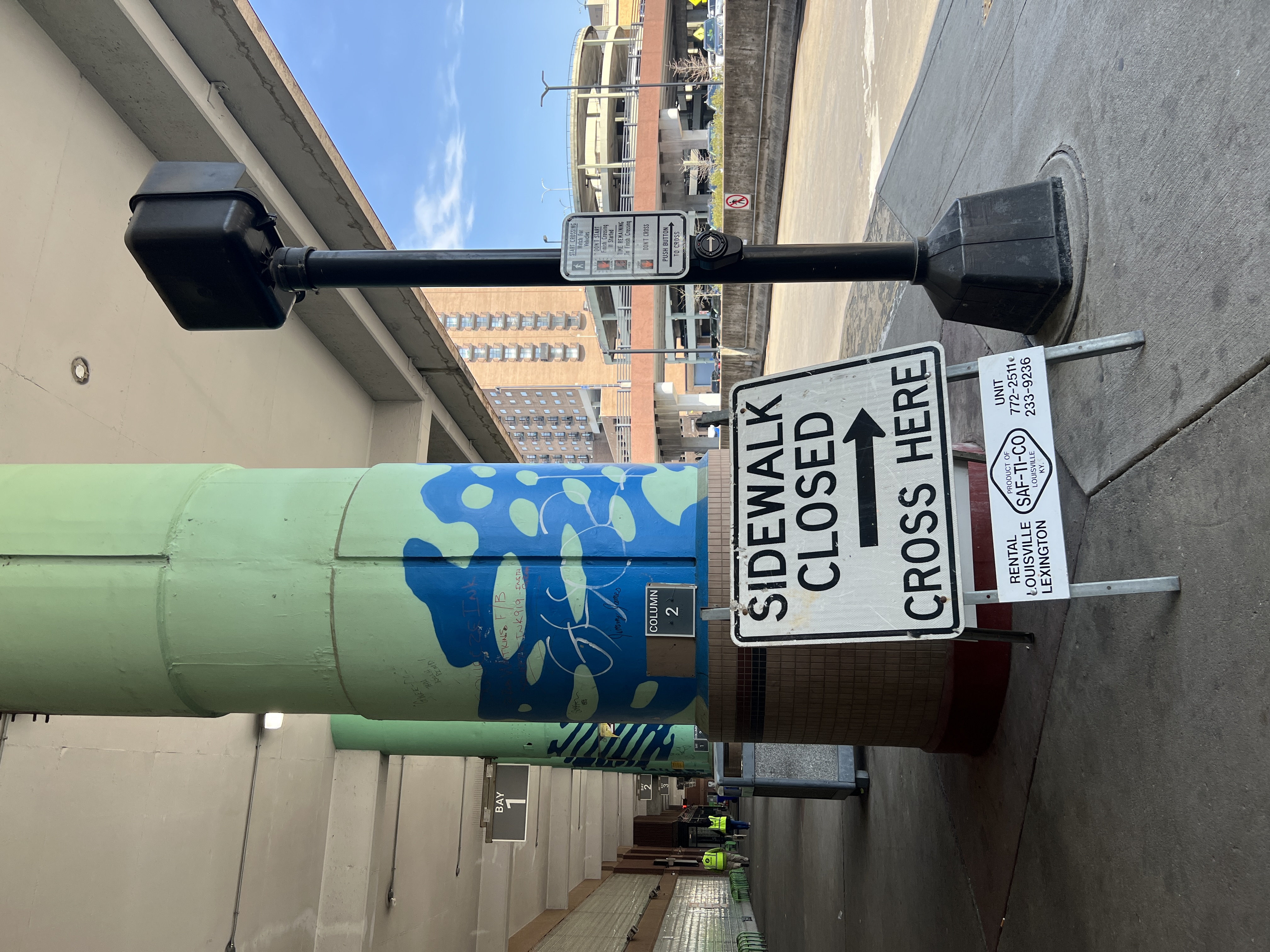 Lextran Transit Center Renovation - Sidewalk Closed Sign